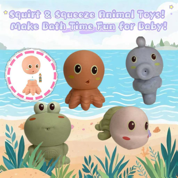 Jucărie de baie pentru bebeluși cu stropire – animale marine moi din PVC, pentru sugari 0–2 ani, baie și interacțiune părinte-copil