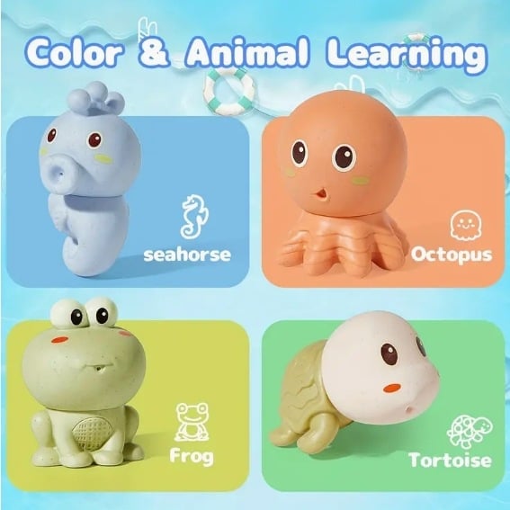 Jucărie de baie pentru bebeluși cu stropire – animale marine moi din PVC, pentru sugari 0–2 ani, baie și interacțiune părinte-copil