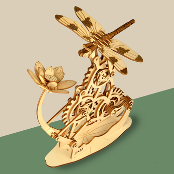 Drveni 3D Dragonfly puzzle – DIY mehanička slagalica za tinejdžere 7–14 godina, pakiranje u bijeloj kutiji