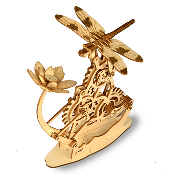 Drveni 3D Dragonfly puzzle – DIY mehanička slagalica za tinejdžere 7–14 godina, pakiranje u bijeloj kutiji