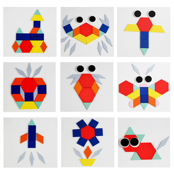 Drveni Tangram slagalica na ravnom panelu za djecu 4–6 godina uz prilagodbu logotipa