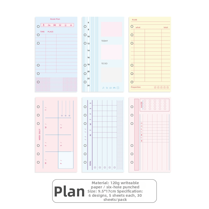 Wowka Wowka Sm010051128 planer s unutarnjim stranicama, 30 listova, papir, rupa A6per, za listove s slobodnim listovima