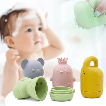 Silikonski set igračaka za bebe za kupanje (4 komada) – razvoj osjetila, koordinacija ruka-oka, interaktivne igre; uključuje četkicu za kupanje, prstenove s mjehurićima, pištolj za vodu i tuš.