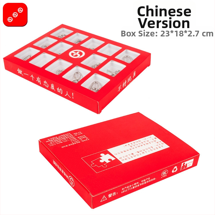 15 τεμάχια μεταλλικό παζλ για το ξεκλείδωμα δαχτυλιδιών, κατάλληλο για 7–14 ετών