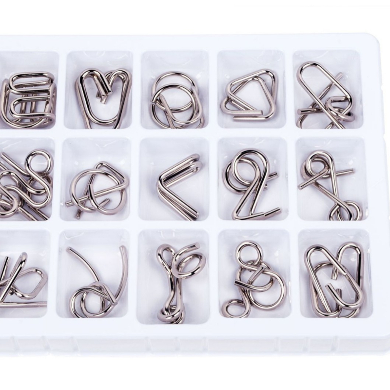 15 τεμάχια μεταλλικό παζλ για το ξεκλείδωμα δαχτυλιδιών, κατάλληλο για 7–14 ετών