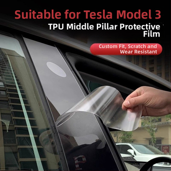 TPU ochranný film pre centrálny stĺpik Tesla Model 3/Y – B-stĺp proti škrabaniu, 1-ročná záruka