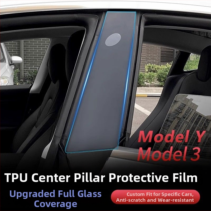 TPU ochranný film pre centrálny stĺpik Tesla Model 3/Y – B-stĺp proti škrabaniu, 1-ročná záruka