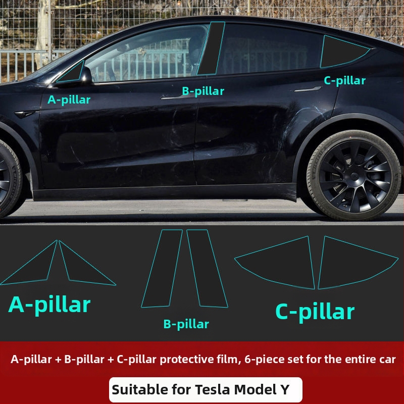 TPU ochranný film pre centrálny stĺpik Tesla Model 3/Y – B-stĺp proti škrabaniu, 1-ročná záruka