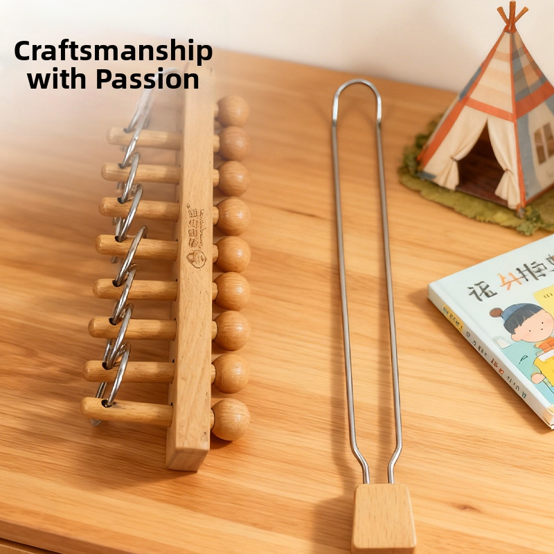 Πάζελ εννέα δαχτυλιδιών — Beech Wood, παραδοσιακό ξύλινο παζλ για ξεκλείδωμα, κατάλληλο για παιδιά 4–6 ετών