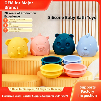 Silikónové hračky do kúpeľe pre bábätká – 4-dielna sada, vodné prskanie, vzdelávacia kúpeľná hra pre deti 3–6 rokov