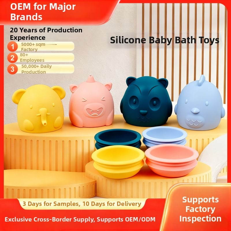 Silikónové hračky do kúpeľe pre bábätká – 4-dielna sada, vodné prskanie, vzdelávacia kúpeľná hra pre deti 3–6 rokov