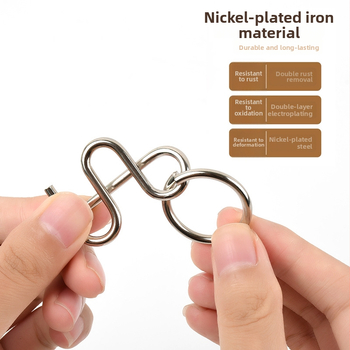 Μεταλλικό παζλ εννέα δαχτυλιδιών – Luban Lock και Kongming Lock, ξεκλείδωμα δαχτυλιδιών, εκπαιδευτικό παιχνίδι σκέψης για ηλικίες 7–14 ετών, λευκή συσκευασία, χωρίς DIY