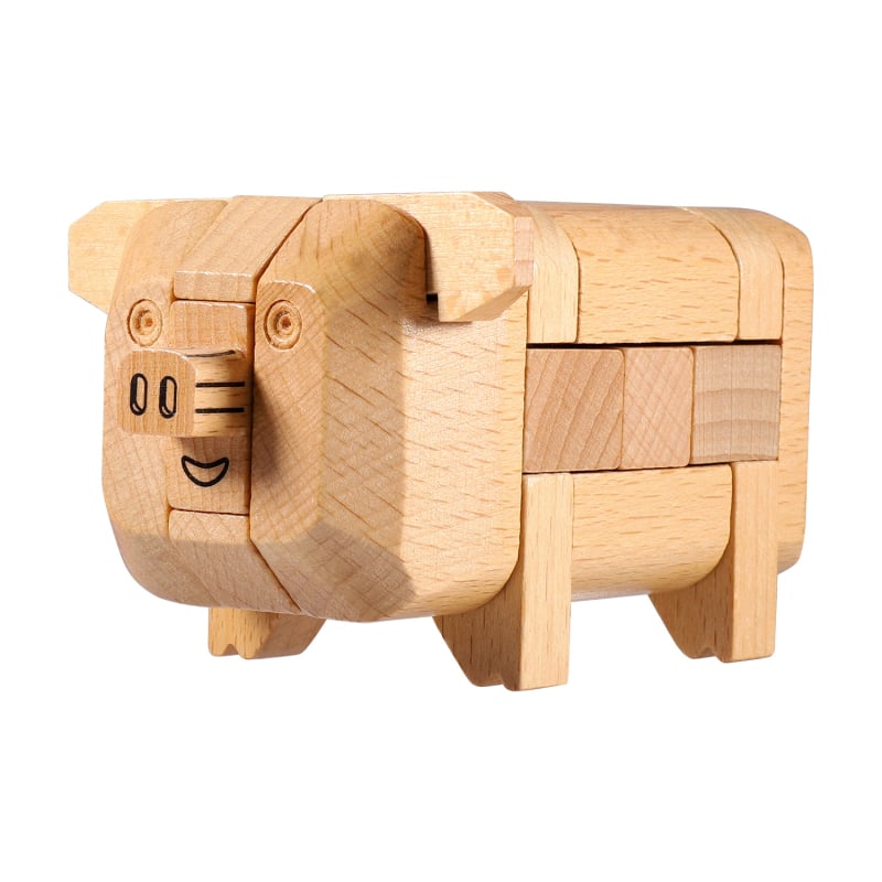 Ξύλινο παζλ Kong Ming/Luban Lock — Ζωδιακή σειρά, για παιδιά 4–6 ετών