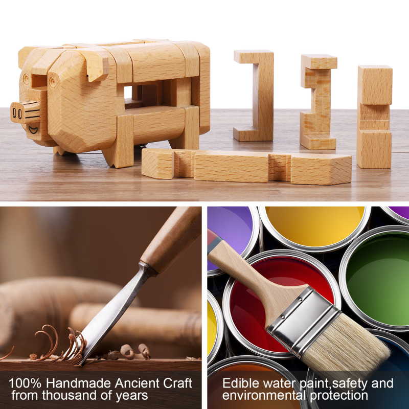 Ξύλινο παζλ Kong Ming/Luban Lock — Ζωδιακή σειρά, για παιδιά 4–6 ετών