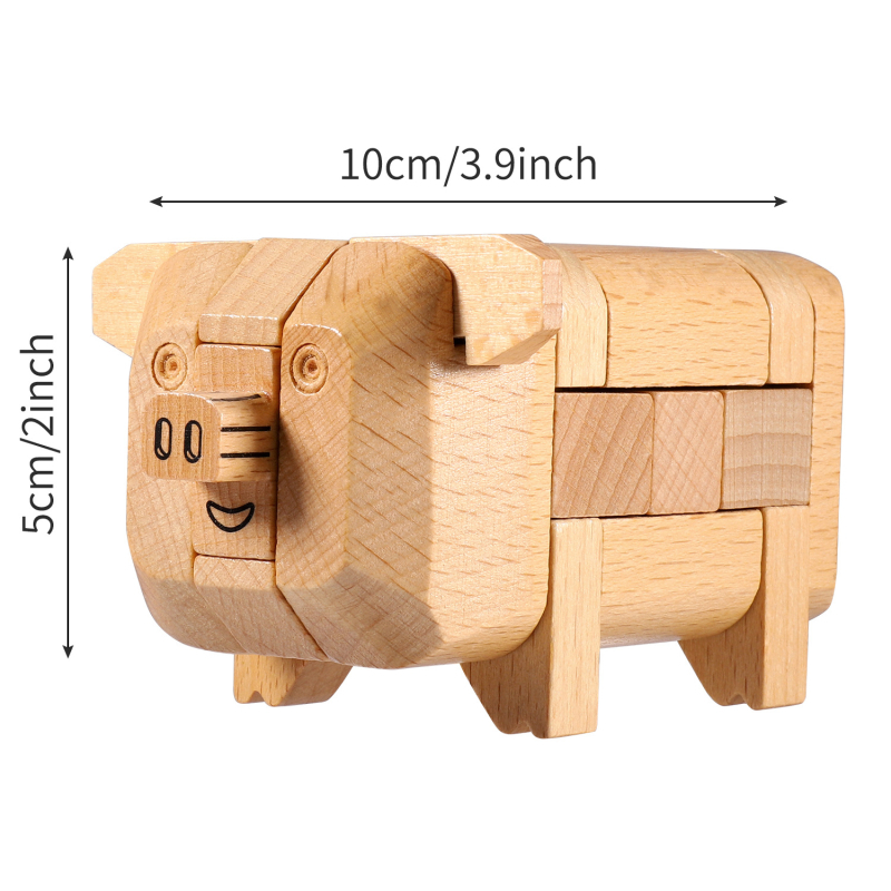 Ξύλινο παζλ Kong Ming/Luban Lock — Ζωδιακή σειρά, για παιδιά 4–6 ετών