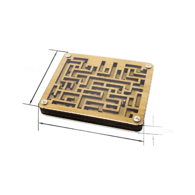 Drveni Luban lock-puzzle s dvostrukim labirintom — materijal: drvo; funkcija: logičko razmišljanje; DIY dostupan; za uzrast 7–14 godina