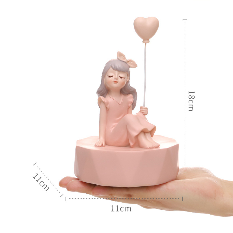 Kutija za glazbu s figurom plesne djevojke, smola, moderan minimalistički dizajn, kartonsko pakiranje, poklon za rođendan