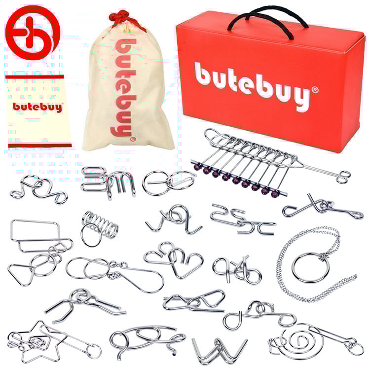 Puzzle cu nouă inele conectate - jucărie metalică, 20 de piese, DIY, personalizare probă