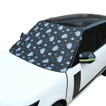 Univerzalni prednji štit automobila – aluminijska folija, debeli karikaturalni stil, ugradnja usisnim čašicama, uzorak: karikatura tulipana, medvjed, zeko