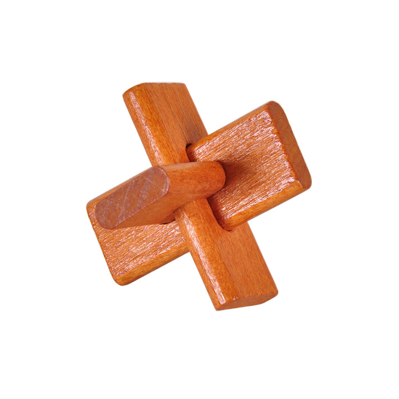 Kong Ming Lock / Luban Lock – drveni puzzle za razvoj prostornog razmišljanja, materijal: bukovo drvo, DIY kompatibilan, pakiranje u drvenoj kutiji, dobna granica 7–14 godina