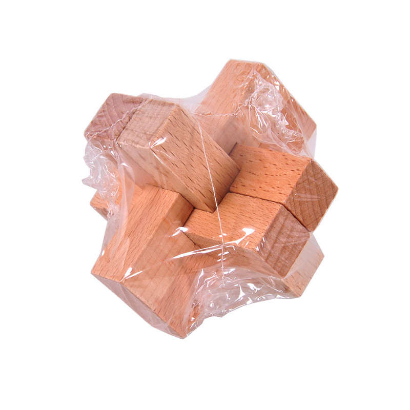 Kong Ming lock / Luban lock, puzzle din fag pentru copii 7–14 ani, șase direcții