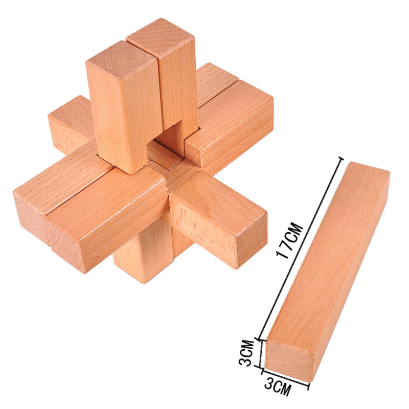 Drveni Kongming/Luban lock puzzle za odrasle, razvija prostornu svijest, šest dijelova, drvo, porijeklo Yunhe, Zhejiang