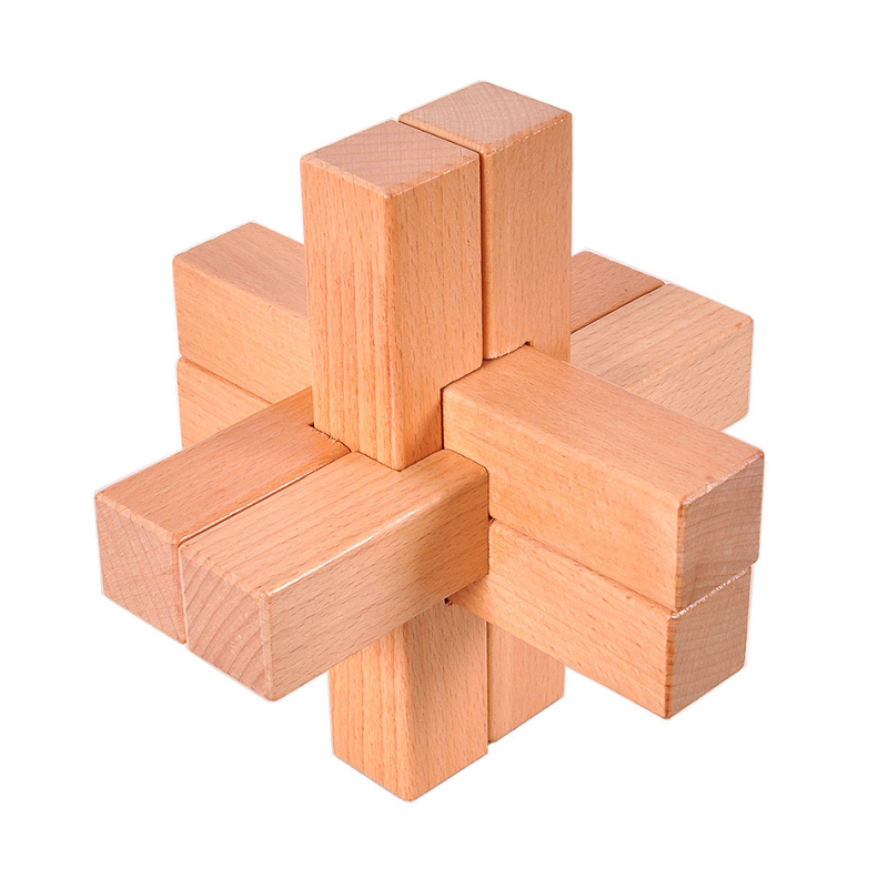Drveni Kongming/Luban lock puzzle za odrasle, razvija prostornu svijest, šest dijelova, drvo, porijeklo Yunhe, Zhejiang