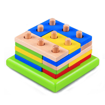 Drveni zagonetni blok-puzzle za razvoj mozga s geometrijskim oblicima (Materijal: Drvo; Funkcija: poboljšava ručne vještine i razvoj mozga; DIY: Da; Obrada: Prilagođene slike)
