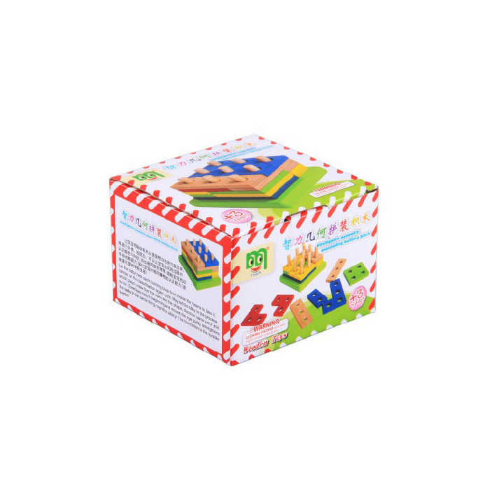 Drveni zagonetni blok-puzzle za razvoj mozga s geometrijskim oblicima (Materijal: Drvo; Funkcija: poboljšava ručne vještine i razvoj mozga; DIY: Da; Obrada: Prilagođene slike)