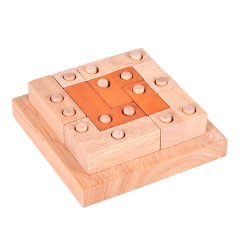 Drveni puzzle-ključ za odrasle – poticanje prostornog razmišljanja geometrijskim spojnim blokovima, DIY-prijateljski, plastično zapečaćeno pakiranje, uzorna prilagodba