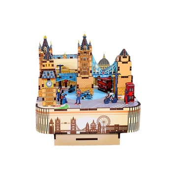 Fából készült 3D puzzle dísztárgy forgó zenélő dobozzal, Mango Sheep, kategória Dísztárgy, ideális esküvői és születésnapi ajándéknak