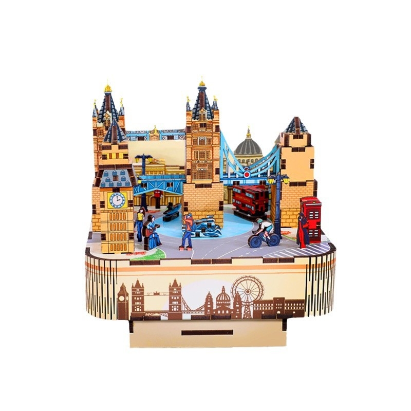 Fából készült 3D puzzle dísztárgy forgó zenélő dobozzal, Mango Sheep, kategória Dísztárgy, ideális esküvői és születésnapi ajándéknak