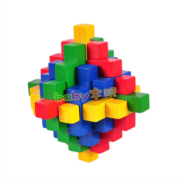 Fából készült Kong Ming Lock/Luban Lock kognitív fejlesztésre, lótuszfából, Yunhe Zhejiang, lehetőség magáncímkézésre