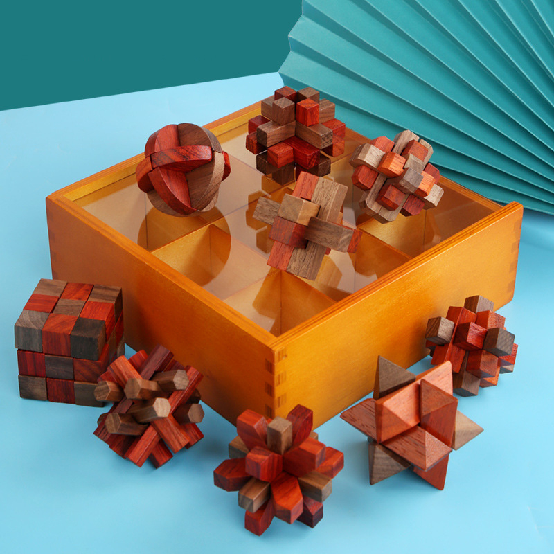 Drveni puzzle za otključavanje: Kong Ming/Luban Lock – edukativna igra, 6×6×6 čepova, porijeklo Yunhe Zhejiang