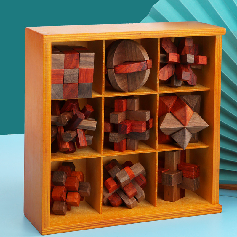 Drveni puzzle za otključavanje: Kong Ming/Luban Lock – edukativna igra, 6×6×6 čepova, porijeklo Yunhe Zhejiang