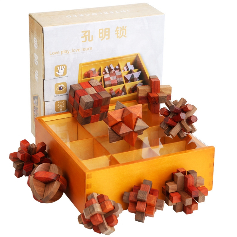 Drveni puzzle za otključavanje: Kong Ming/Luban Lock – edukativna igra, 6×6×6 čepova, porijeklo Yunhe Zhejiang