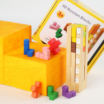 Fából készült logikai játék a térbeli gondolkodáshoz – 3D Tetris, Kong Ming lock/Luban lock, 7–14 éveseknek