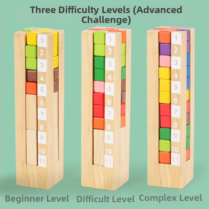 Fából készült logikai játék a térbeli gondolkodáshoz – 3D Tetris, Kong Ming lock/Luban lock, 7–14 éveseknek