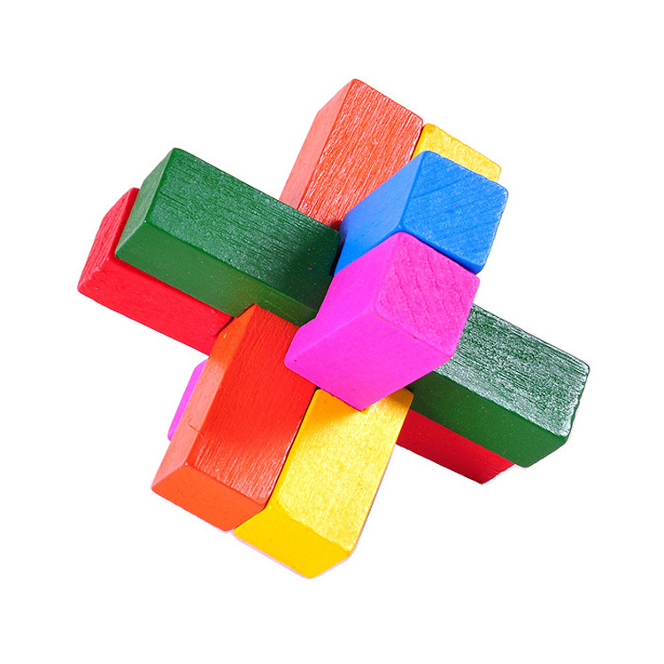 Drveni puzzle Kong Ming Lock / Luban Lock za razvoj inteligencije; materijal: drvo; dobna skupina: 7–14 godina; marka: CBETTERU