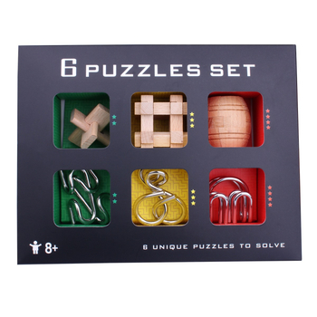Kongming Lock/Luban Lock puzzle set - drveni, 6 dijelova, za uzrast 7-14 godina