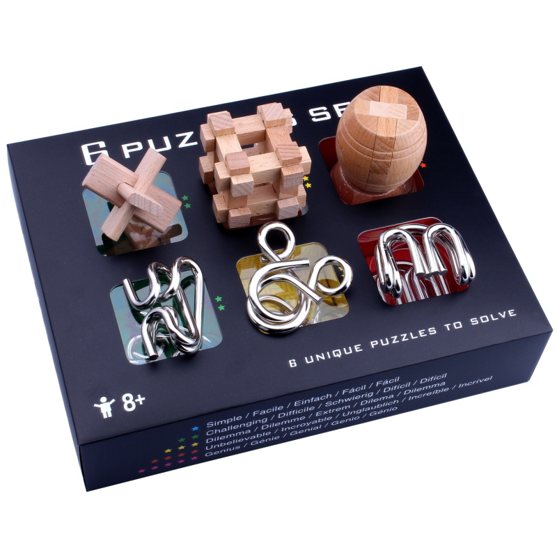Kongming Lock/Luban Lock puzzle set - drveni, 6 dijelova, za uzrast 7-14 godina