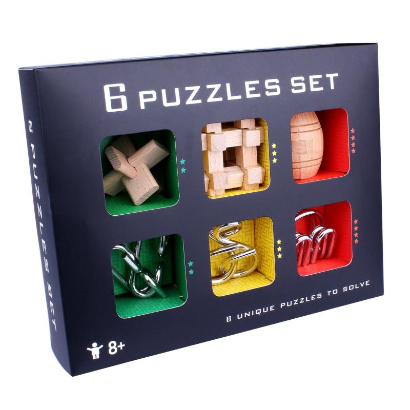 Kongming Lock/Luban Lock puzzle set - drveni, 6 dijelova, za uzrast 7-14 godina
