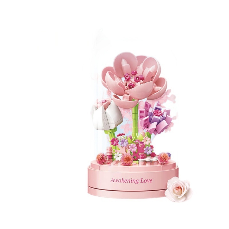 JiaQi mikro blokovi za slaganje s glazbenom kutijom DIY igračka, 200–400 komada, ABS plastika (ABS plastika, 200–400 komada, glazbena kutija, DIY)