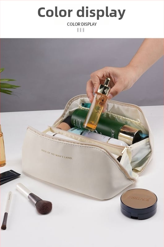 Τσαντάκι μακιγιάζ από PU δέρμα, μονόχρωμο, ultra-ελαφρύ, PU επένδυση, αστικός μινιμαλισμός