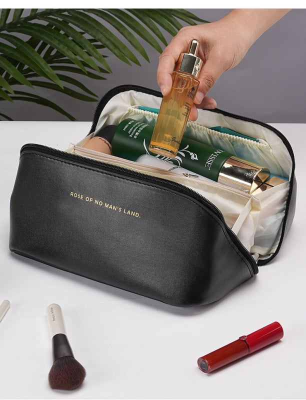 Τσαντάκι μακιγιάζ από PU δέρμα, μονόχρωμο, ultra-ελαφρύ, PU επένδυση, αστικός μινιμαλισμός