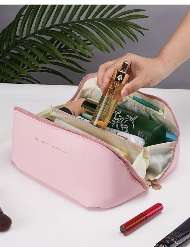 Τσαντάκι μακιγιάζ από PU δέρμα, μονόχρωμο, ultra-ελαφρύ, PU επένδυση, αστικός μινιμαλισμός