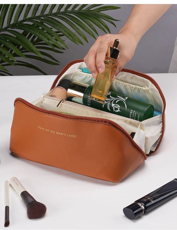 Τσαντάκι μακιγιάζ από PU δέρμα, μονόχρωμο, ultra-ελαφρύ, PU επένδυση, αστικός μινιμαλισμός