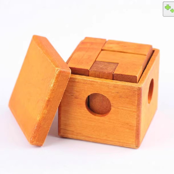 Fa Kong Ming/Luban zárasfa – Soma kocka, Bükkfa, kognitív fejlesztés, DIY, 7–14 éveseknek