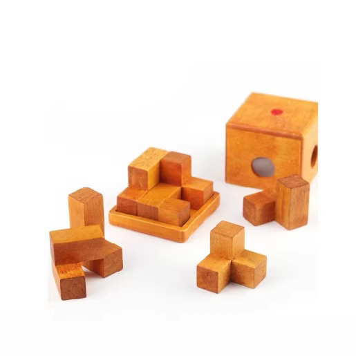 Fa Kong Ming/Luban zárasfa – Soma kocka, Bükkfa, kognitív fejlesztés, DIY, 7–14 éveseknek