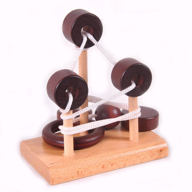 Drvena puzzle igra za odrasle – otključavanje užeta, Peach Garden Sanbai (Materijal: drvo; Funkcija: prostorna misao; Podrijetlo: Yunhe, Zhejiang; Kategorija: Otključavanje)